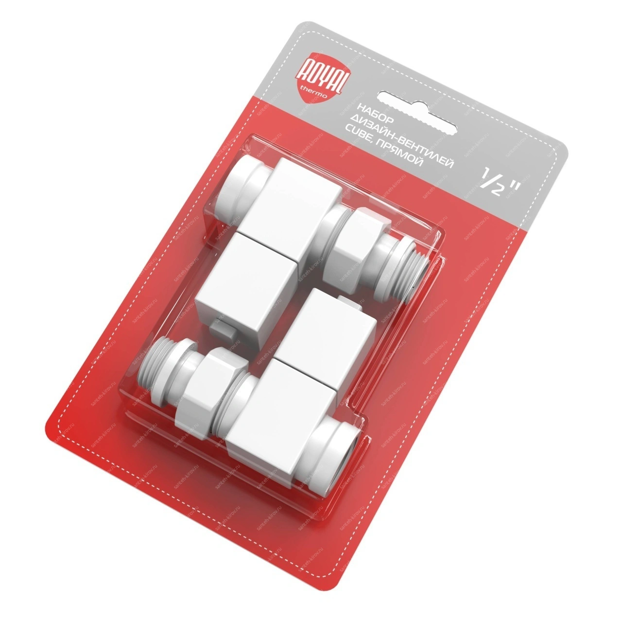 Набор вентилей 1/2 прямой (белый) CUBE Royal Thermo