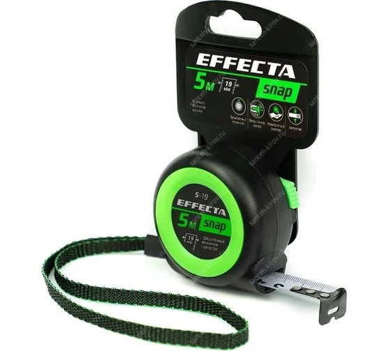 Рулетка 5м х 19мм Effecta Snap 560525