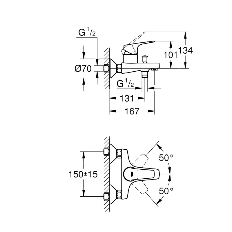 Смеситель для ванны GROHE BAUFLOW (арт.23756000)