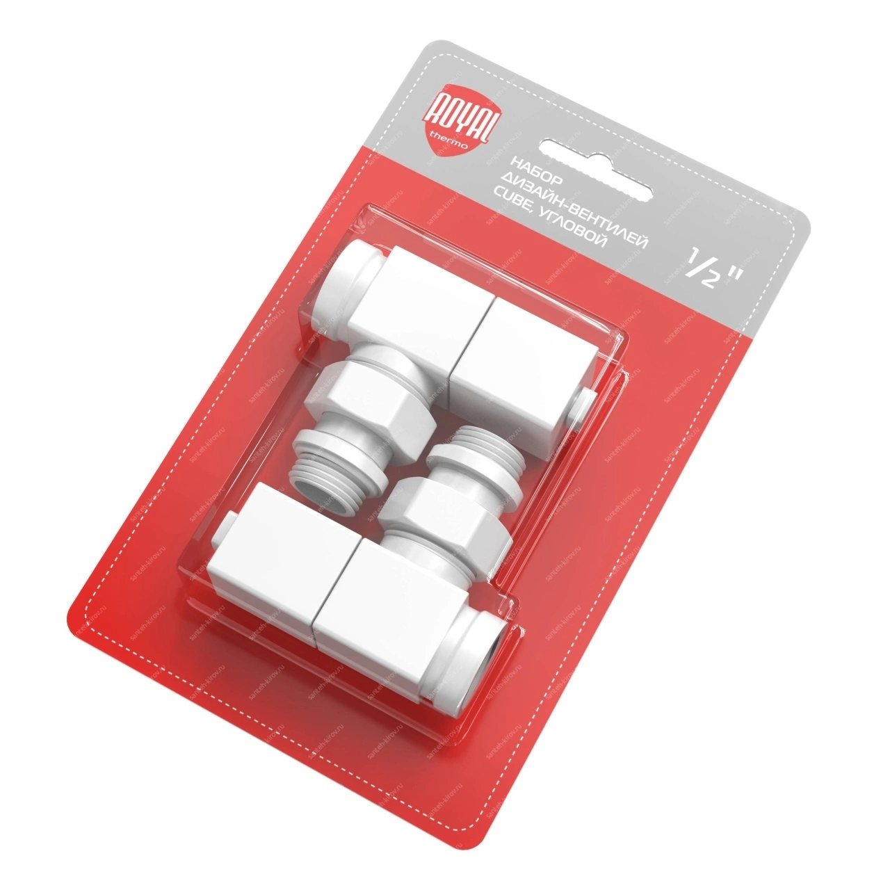 Набор вентилей 1/2 угловой (белый) CUBE Royal Thermo