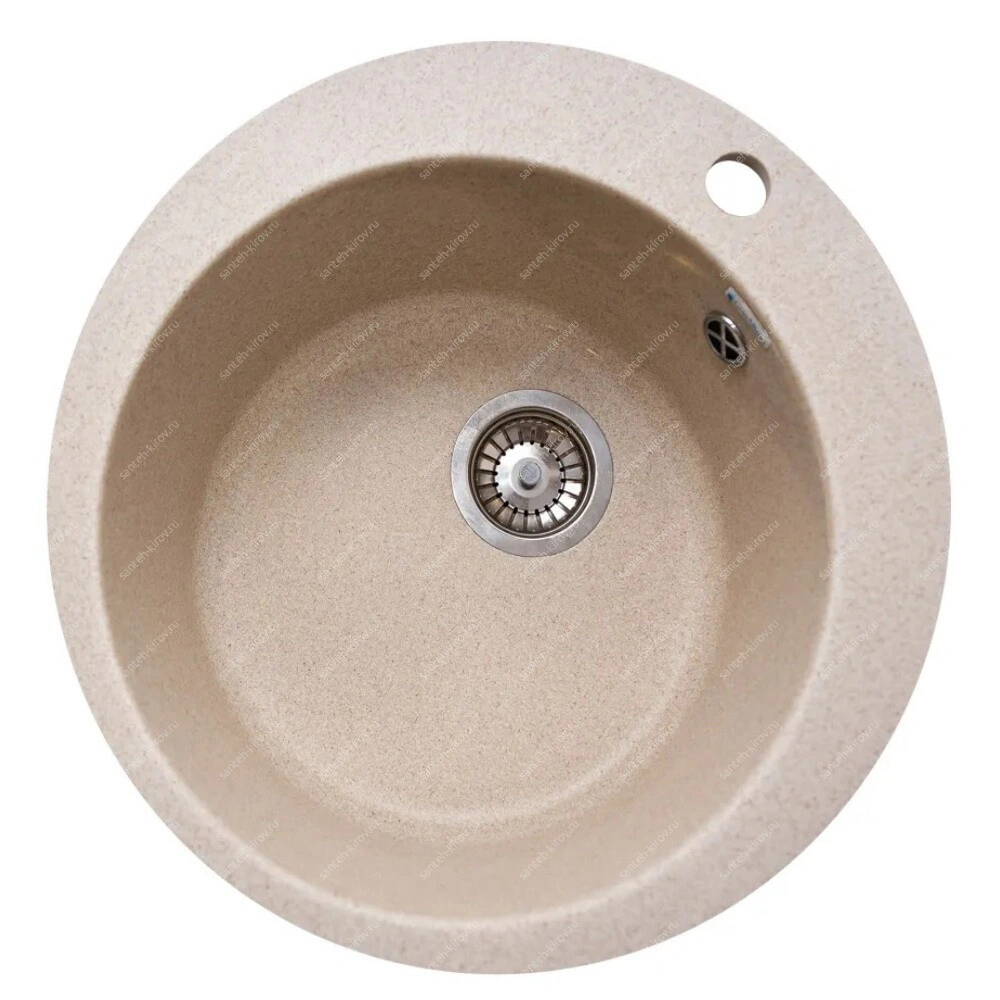 Мойка круглая бежевая 11G-R490 GranAlliance