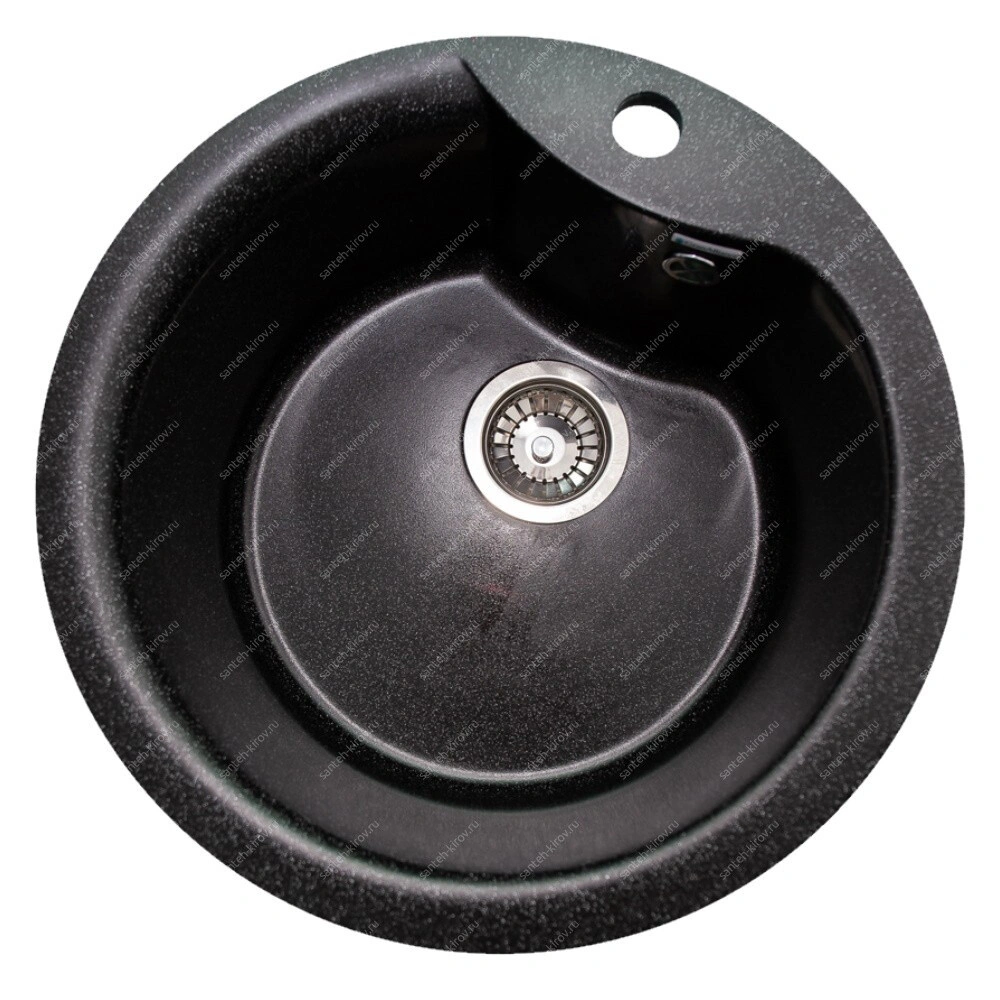 Мойка круглая чёрная 12G-R485 GranAlliance