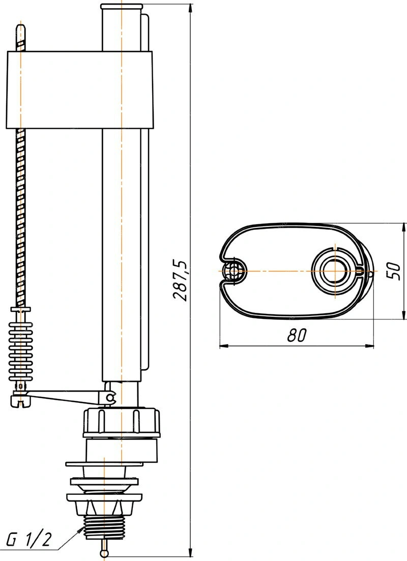 Поплавок нижняя подводка 1/2 WC5550 (АНИ-ПЛАСТ)