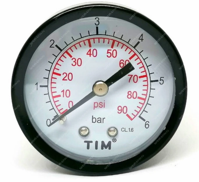 Манометр аксиальный D50мм 6 bar Y-50T-6 TIM®