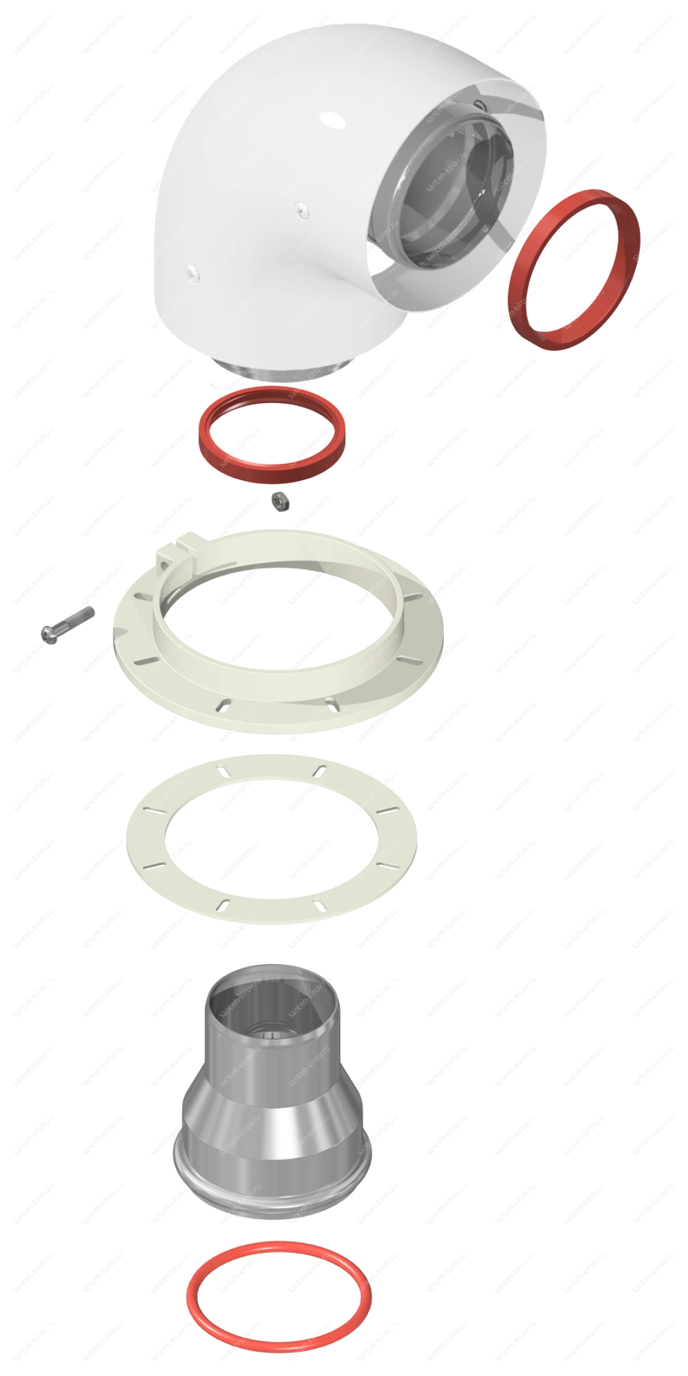Отвод коаксиальный 90° DN60/100 (K-02N) KRATS