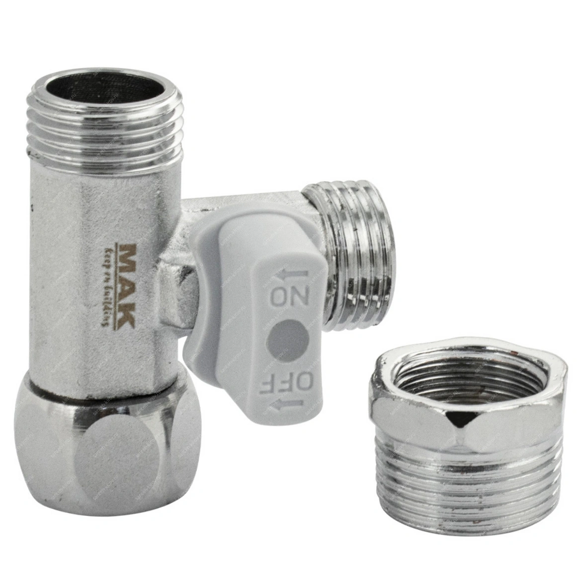 Трехпроходной кран 1/2"х1/2"х1/2" гшш с футоркой 3/4 MAK 10611