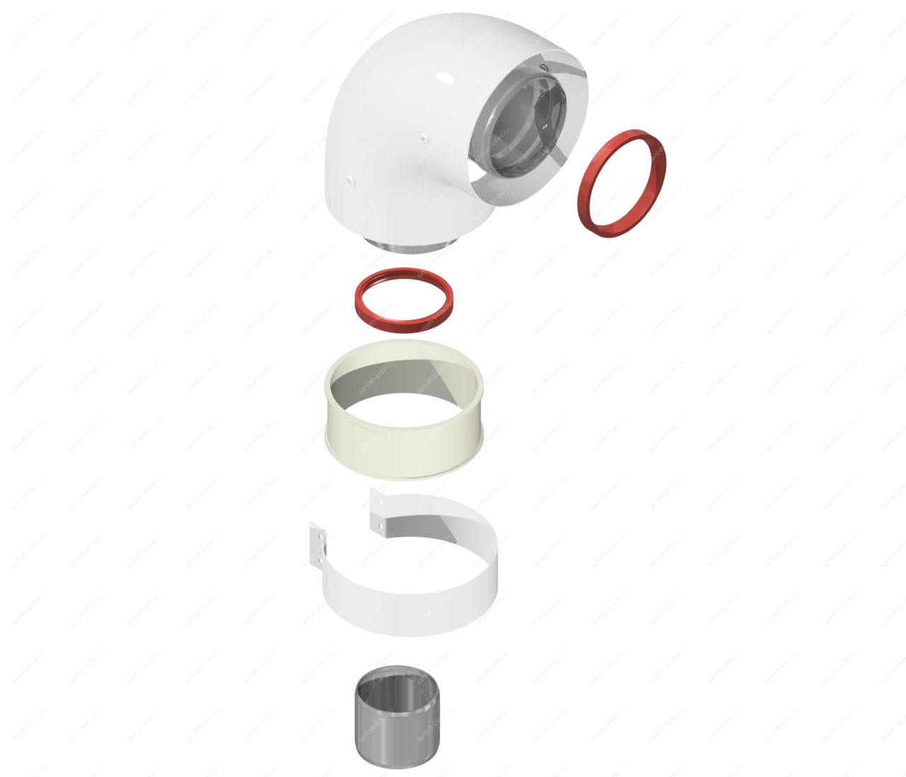 Отвод коаксиальный 90° DN60/100 (К-01B) KRATS