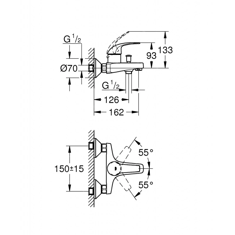 Смеситель для ванны GROHE BAUCURVE (арт.23599000)