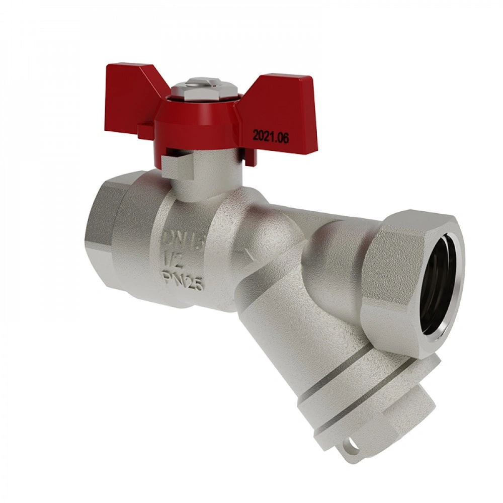 Кран шаровой с фильтром 1/2" с бабочкой Optima V&G