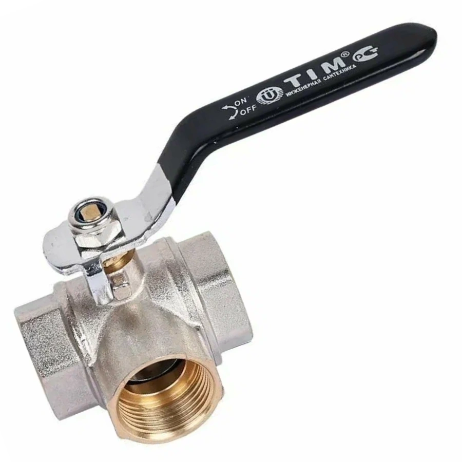 Кран трехходовой 1/2"х1/2"х1/2" ггг ручка тип-Т DE1255XT TIM